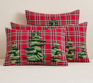 Elliot Tree Embroidered Plaid Sham | Pottery Barn (US)