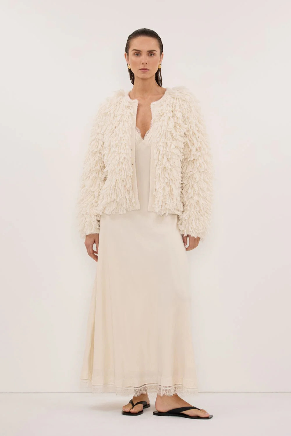 LANA CREAM LONGLINE KNIT CARDIGAN | DISSH