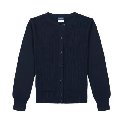 Nautica Girls 7-16 Pointelle Button Front Cardigan, Navy Blue, Medium | Belk