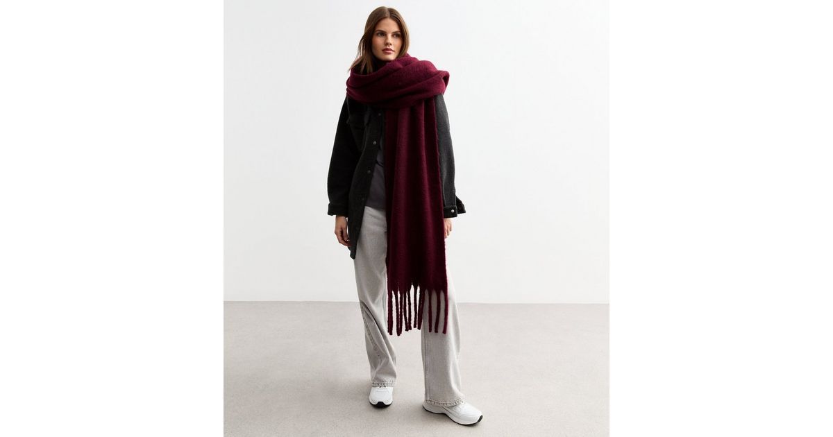 Burgundy Brushed Fringed Scarf
						
						Add to Saved Items
						Remove from Saved Items | New Look (UK)