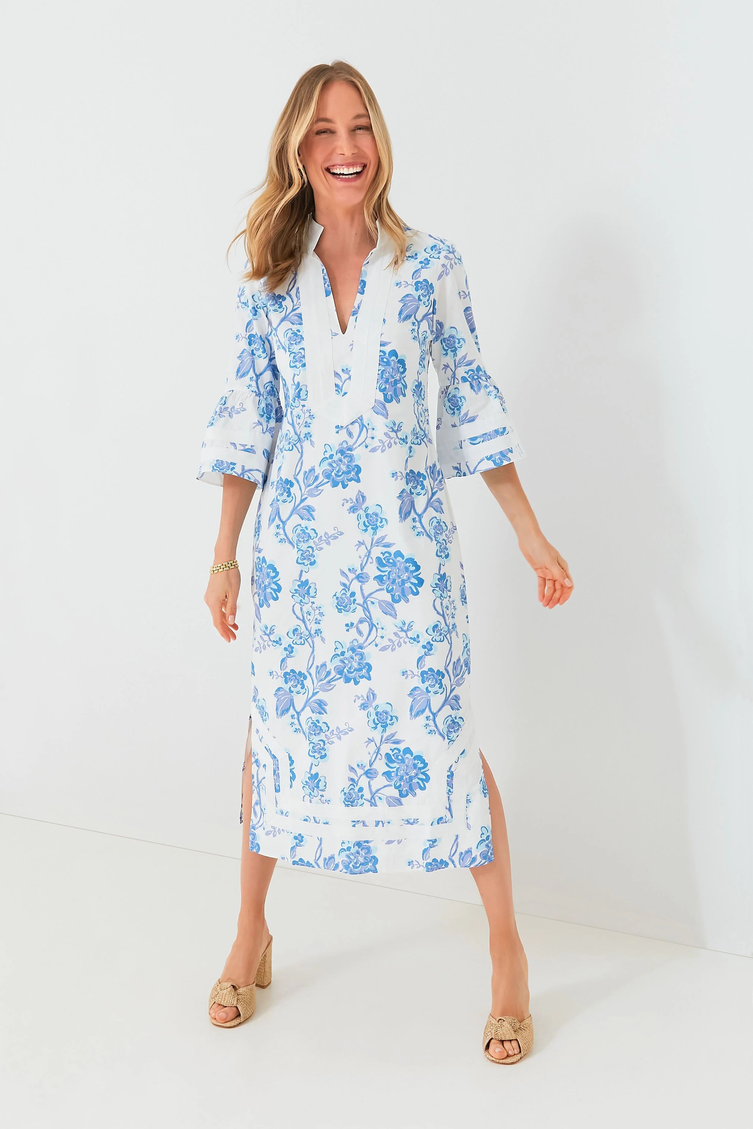 Blue Floral Kit Caftan Dress | Tuckernuck (US)