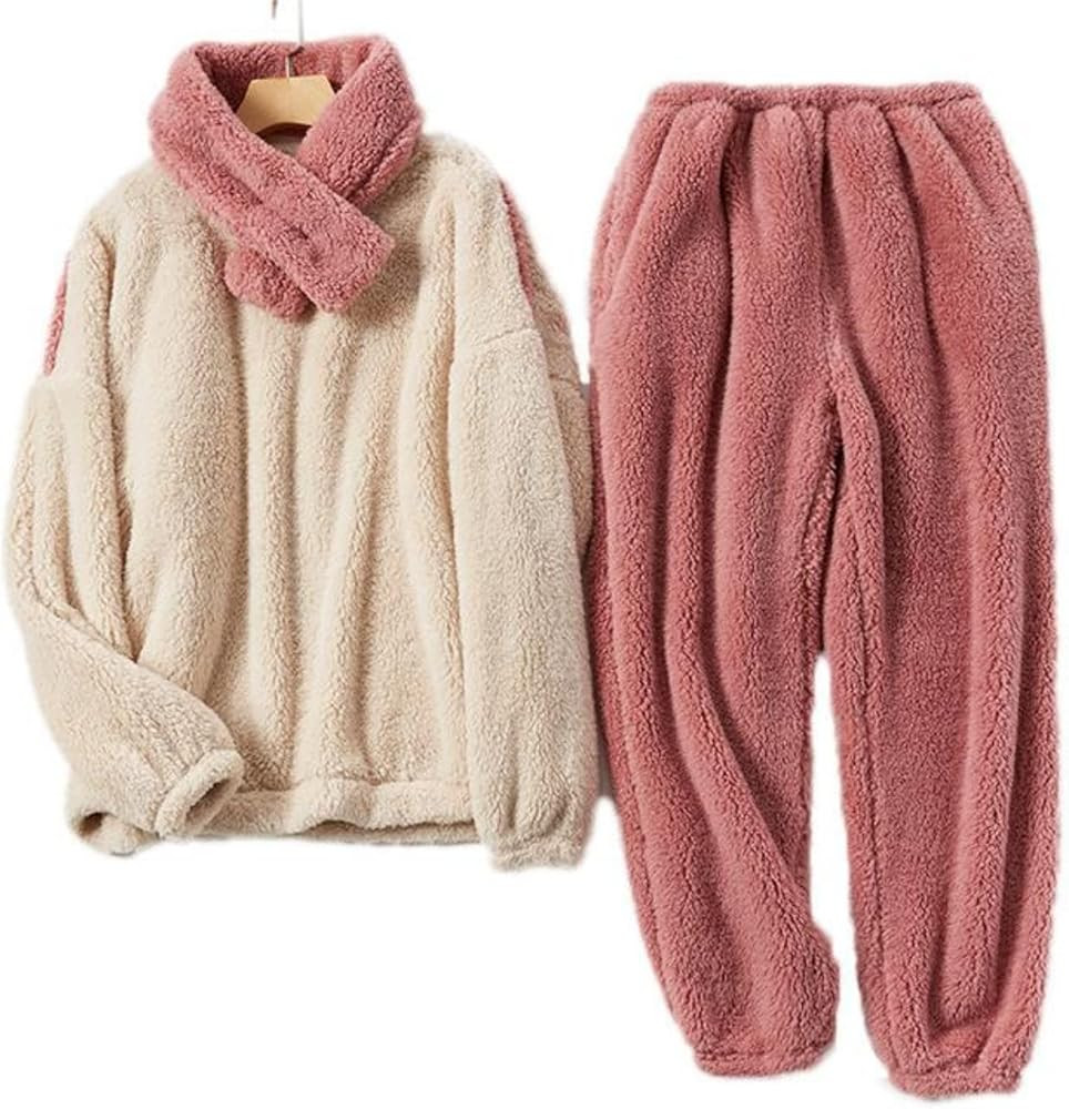 VELISDE Women Fluffy Pajamas Set Fleece Lounge Set Pullover Pants 2 Piece Loungewear Sleepwear Wi... | Amazon (US)