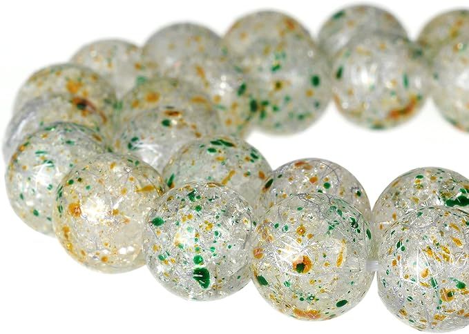 RUBYCA Round Crackle Druk Czech Crystal Pressed Glass Beads for Jewelry Making 4mm Strand (White) | Amazon (US)