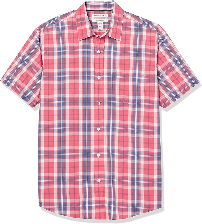 Amazon Essentials Men's Regular-Fit Short-Sleeve Poplin Shirt | Amazon (US)