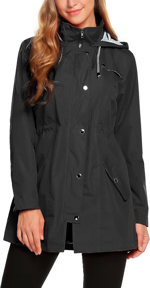 ZHENWEI Womens Lightweight Hooded Waterproof Active Outdoor Rain Jacket S-XXL | Amazon (US)