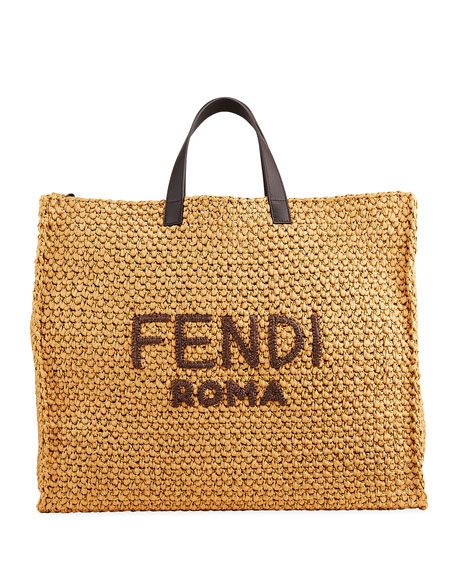 Fendi Men's Roma Raffia Tote Bag | Neiman Marcus