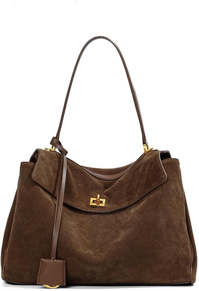 Roymi Women's Genuine Leather Tote Bag Frosted Cowhide Large Capacity Single Shoulder Handbag Und... | Amazon (US)