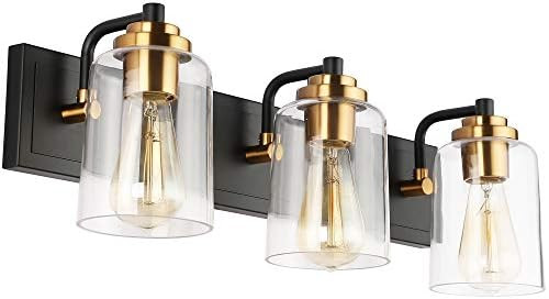 SOLFART Black Vintage Bathroom Vanity Light Fixtures Over Mirror Glass Globe Wall Lamp Sconce S85... | Amazon (US)