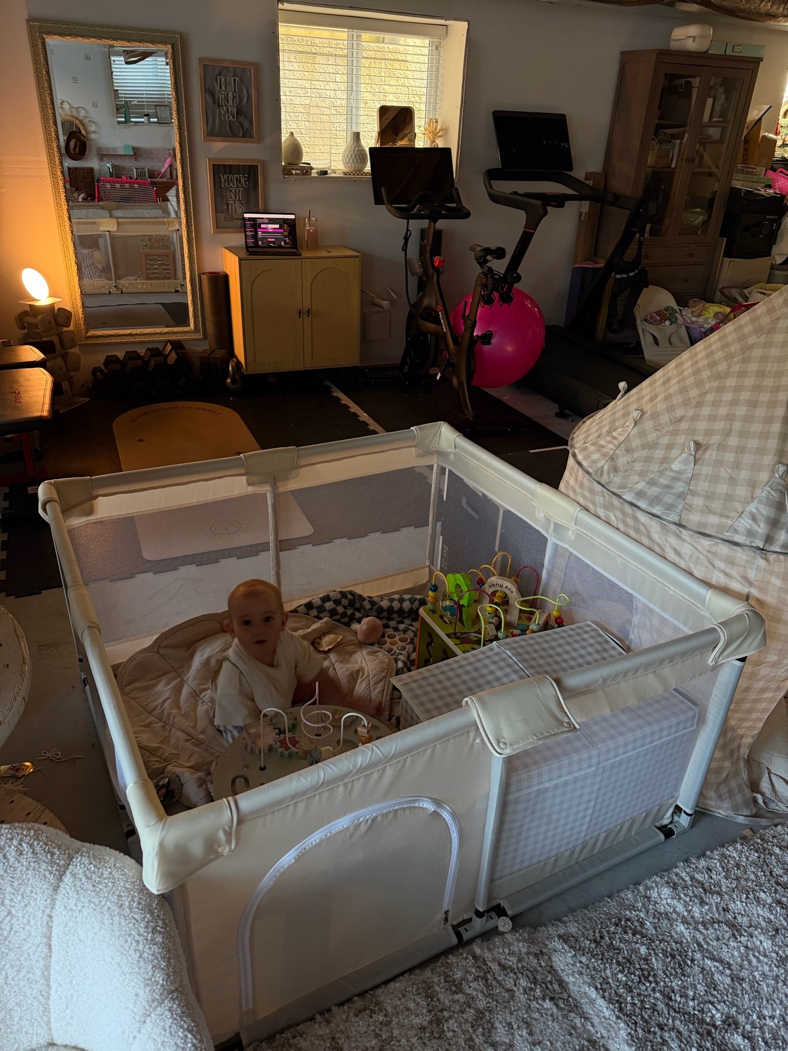 Baby playpen so I can get my workout in without him crawling all over me 😂