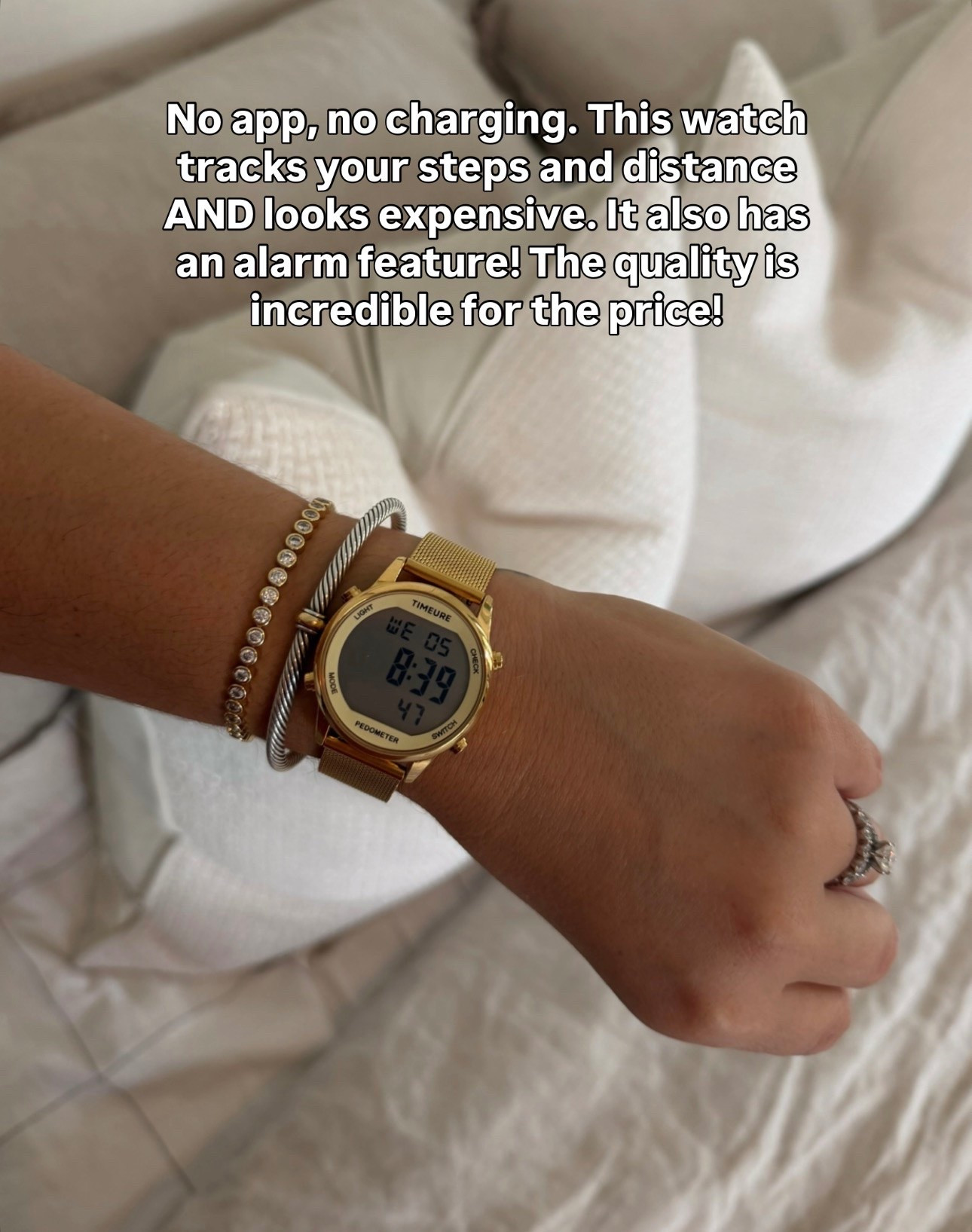 I'm obsessed with this watch! Works as a pedometer and even has an alarm function. No charging or app... Looks so sleek compared to an Apple Watch! Under $35!

#LTKActive #LTKWorkwear #LTKmomlife