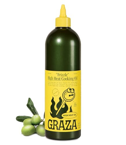Graza Frizzle High Heat Cooking Oil - Cooking Oil with a High Smoke Point & Neutral Flavor in a Squeeze Bottle for Frying, Baking & Grilling - Oil Made from 100% Olives - 25.3 Fl Oz (750ml) | Amazon (US)