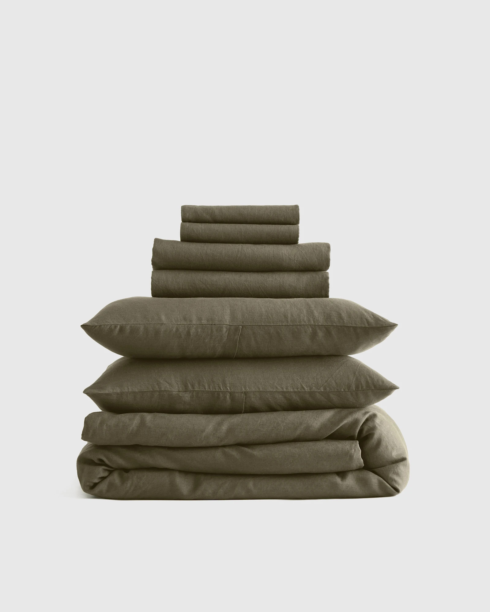 Deluxe Linen Duvet Bundle | Quince in Dusty Olive | Quince