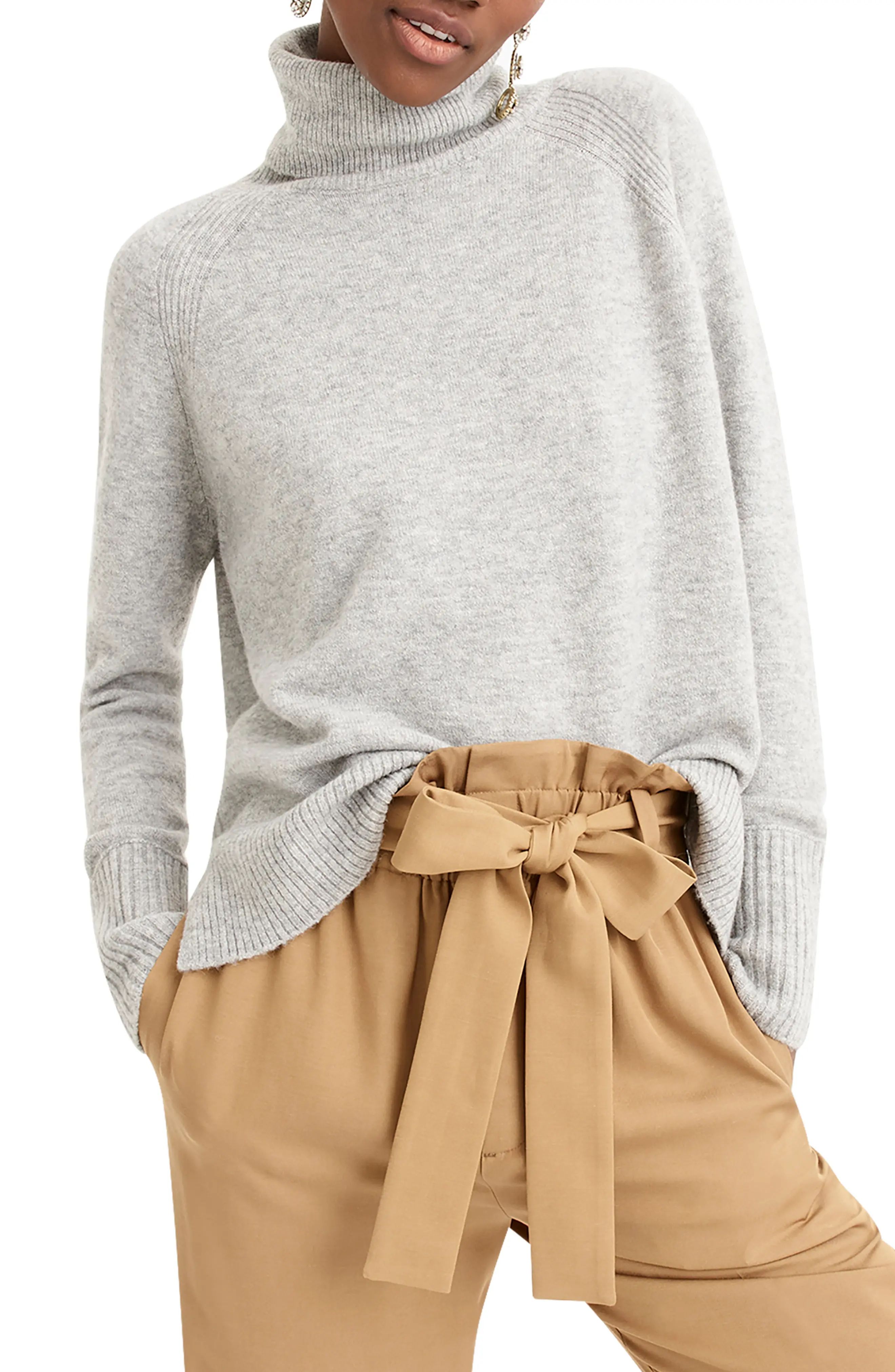 J.Crew Side Slit Supersoft Turtleneck Sweater | Nordstrom