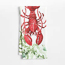 Lobster Printed Organic Cotton Kitchen Dish Towel + Reviews | Crate & Barrel | Crate & Barrel