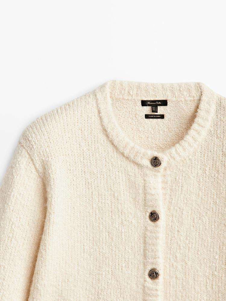 Bouclé knit cardigan with pockets | Massimo Dutti US