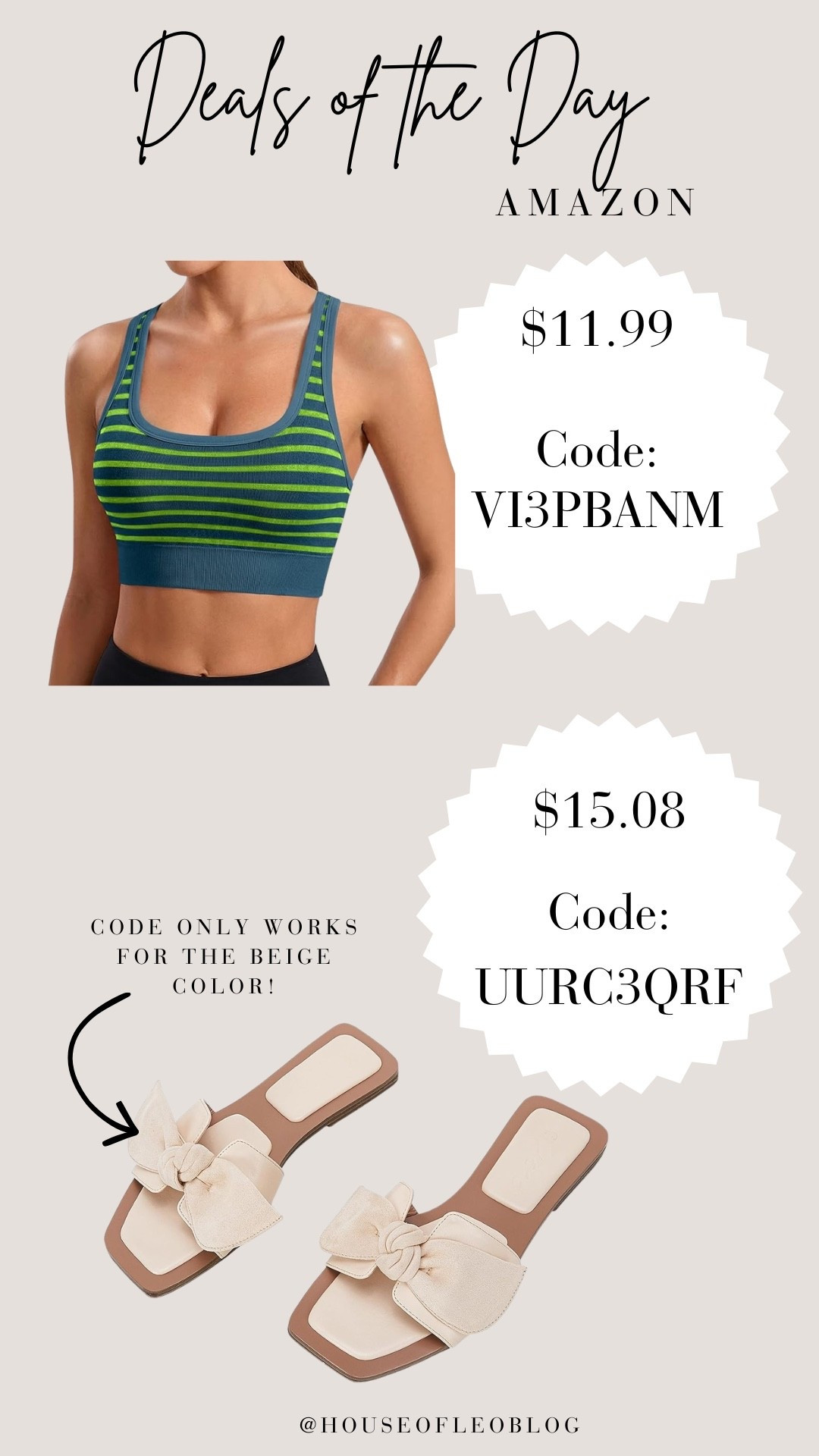 Super cute sports bra and sandals on sale with coupon code!