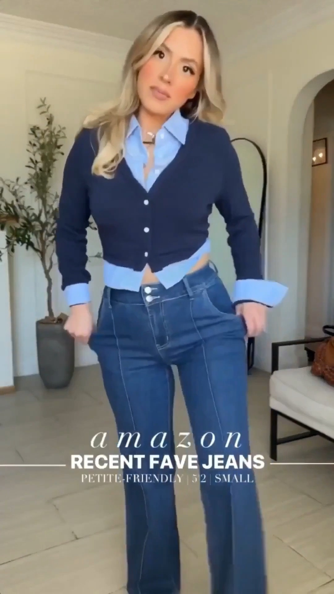 Loving these recent fave JEANS from Amazon 💙☺️ I'm 5'2

✔️Look 1: dark wash jeans with navy top > wearing size 4 in jeans color BLUE | small in top 
✔️Look 2 | medium wash jeans with leopard > wearing size 27 in color DANCE AROUND + small in leopard button up 
✔️Look 3 | baggy jeans with black top > size 29 in 94 baggy jeans | small in top 
✔️Look 4 | cuffed jeanssize 4 jeans in color BLUE 

#LTKootd #LTKgrwm #LTKPetite