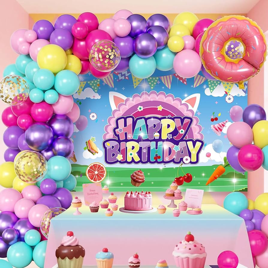 Doll House Birthday Decorations For Girls,Colorful Balloons Arch Kit,Happy Birthday Banner,Foil B... | Amazon (US)