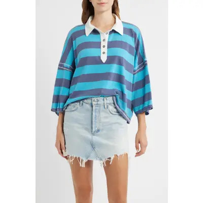 Free People Auggie Stripe Top in Night Shadow/Tropica at Nordstrom, Size X-Small | Nordstrom