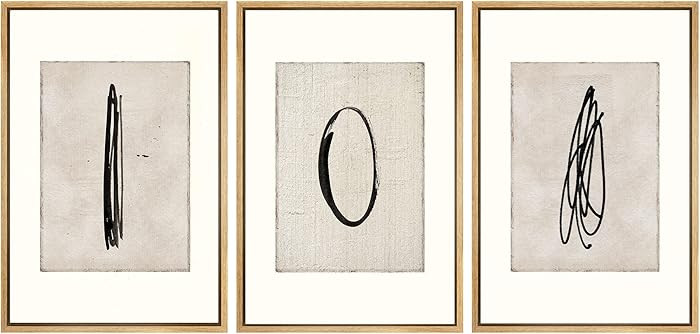 SIGNFORD Framed Canvas Print Wall Art Set Mid-Century Modern Paint Strokes Abstract Shapes Illust... | Amazon (CA)