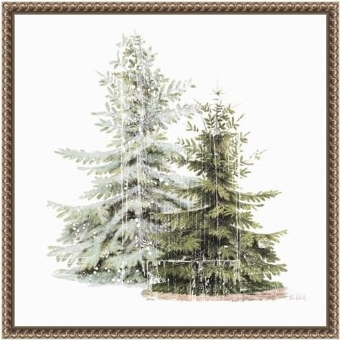 Amanti Art Framed Canvas Wall Art Print (16x16) Vintage Wooded Holiday Trees in Snow by Katie Pertiet Float Framed Canvas Art for Wall Decor, Living Room, Bedroom, Bathroom, Kitchen, Office or | Amazon (US)