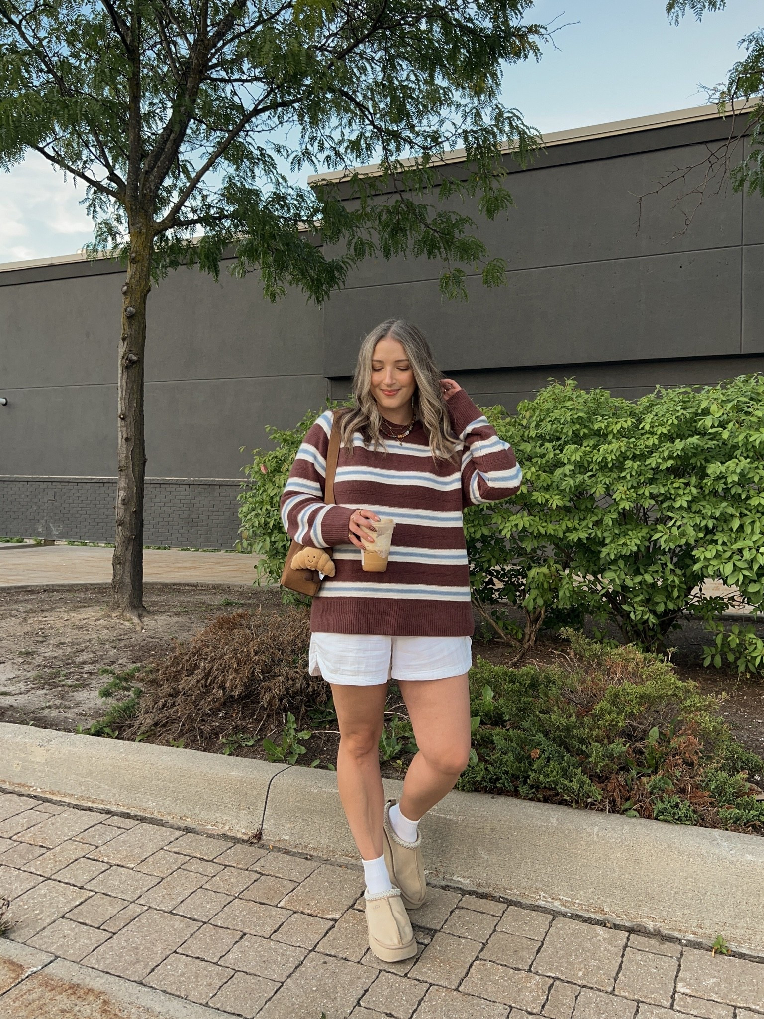 Early fall outfit! Sized up to XL in the sweater for an oversized fit. Shorts are old, linked similar. I’m a 9.5-10 shoe and wear a 10 in the Ugg Tazz platforms

#LTKfall #LTKmidsize #LTKstyletip