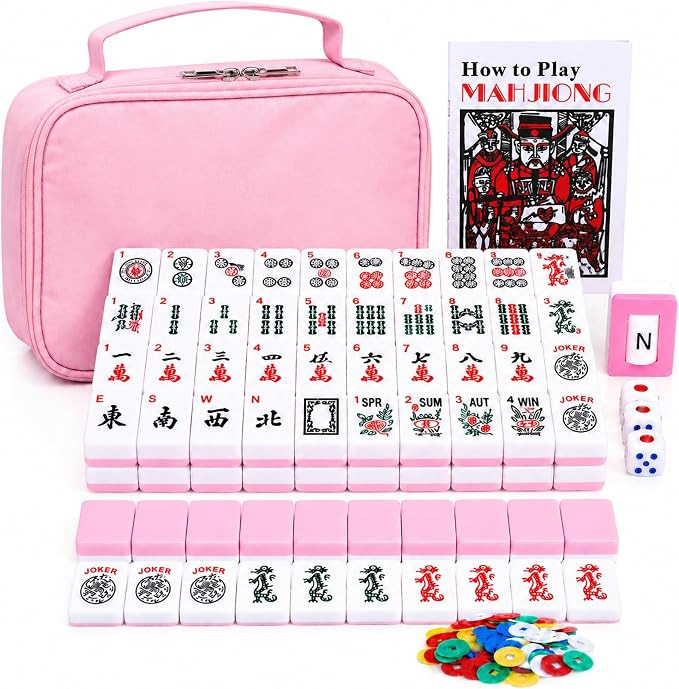 American Mahjong Tile Set with Portable Handbag – 166 Premium Tiles & Complete Accessories, 3 D... | Amazon (US)
