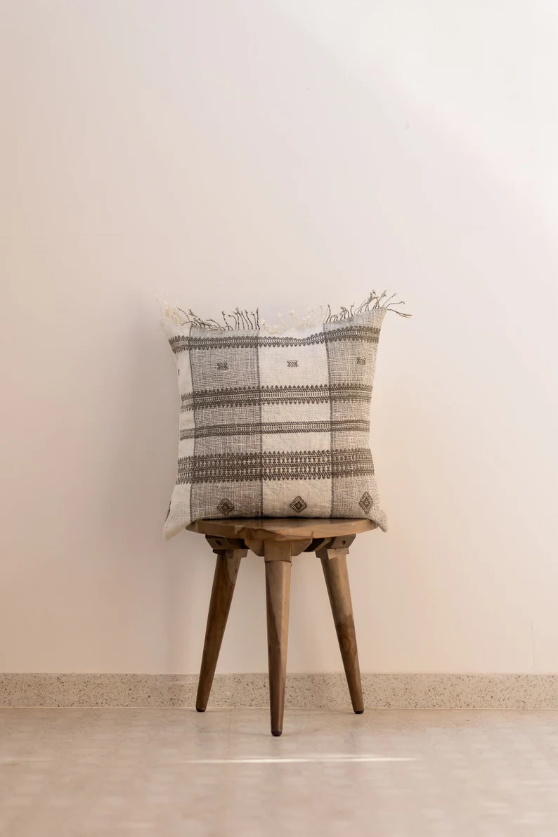 Indian Wool Pillow Cover, 20x20 Cushion cover, fringe pillow cover, Sheep Throw Pillows Pillow Co... | Etsy (US)