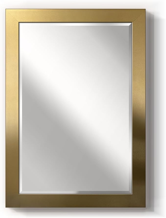 Renditions Gallery Rectangular Shiny Gold Wood Framed Body Mirror Verticle Or Horizontal Farmhous... | Amazon (US)