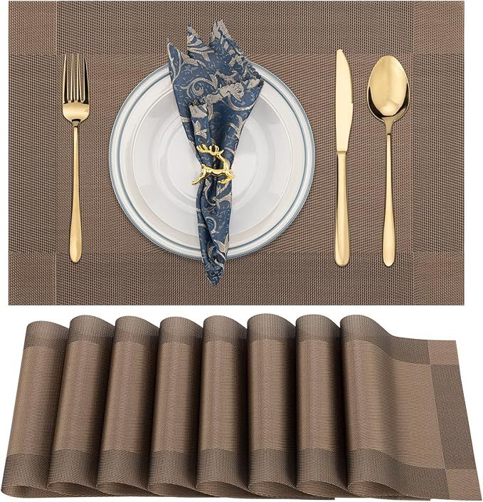 TAMATESIN Placemats Set of 8, Place Mats with Heat Stain Scratch Resistant for Indoor/Outdoor Use... | Amazon (US)