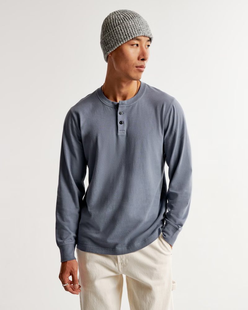 Essential Long-Sleeve Henley Tee | Abercrombie & Fitch (US)
