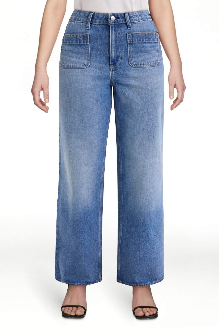 Free Assembly Women's and Women's Plus Wide Leg Jeans with Patch Pockets, 30", 32", and 34" Insea... | Walmart (US)