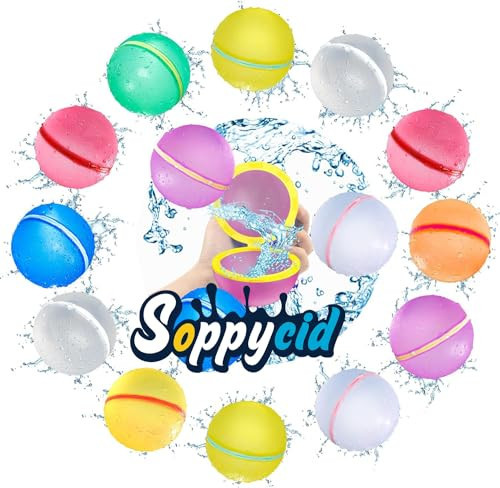 SOPPYCID Water Balloons Reusable, Latex-Free Silicone Water Splash Bombs Quick Fill, Summer Water Toys for Kids Adults Outside Pool Party Games (Cream 15PCS) | Amazon (US)