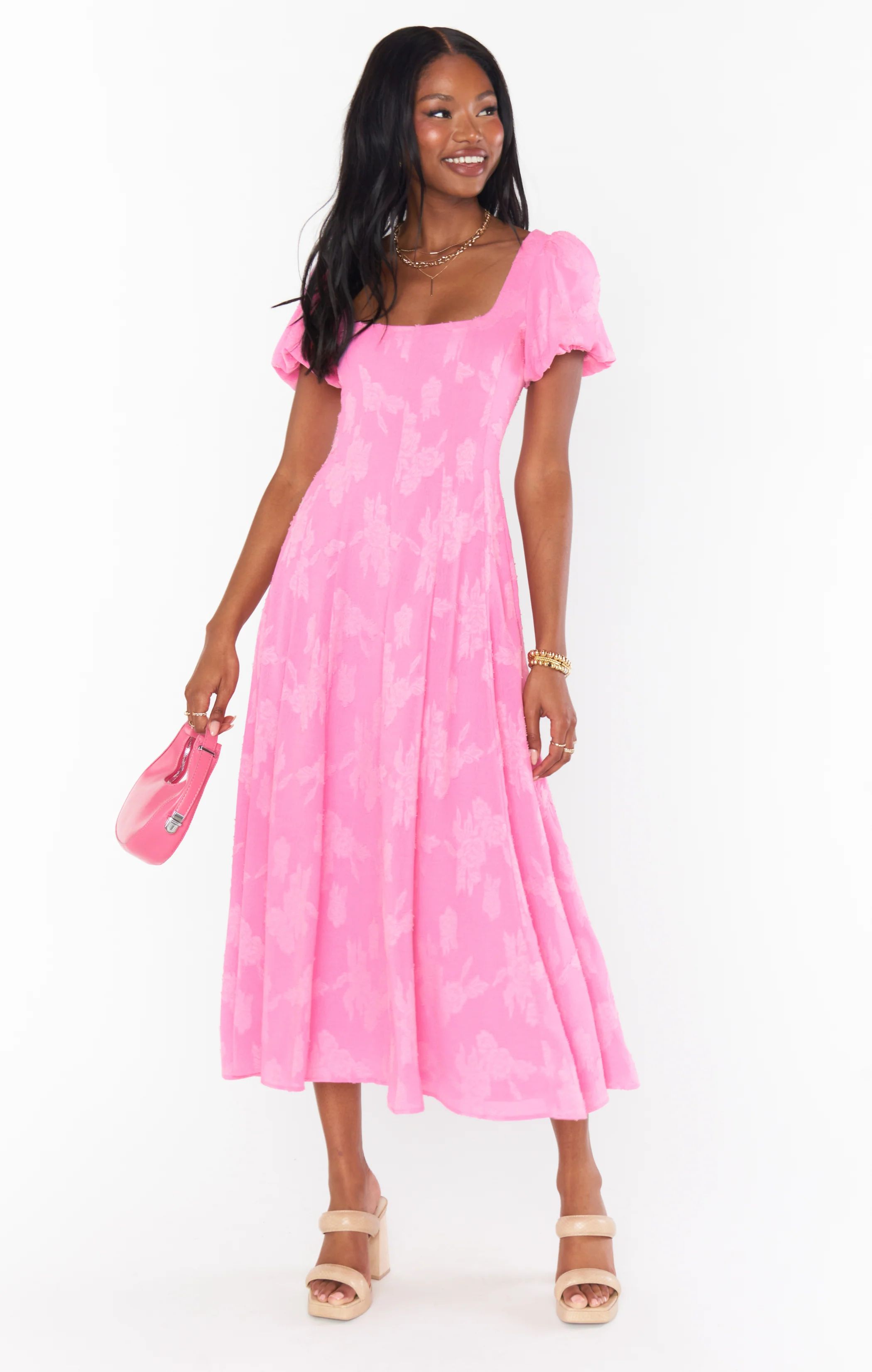 Mia Midi Dress ~ Pink Clip Floral | Show Me Your Mumu
