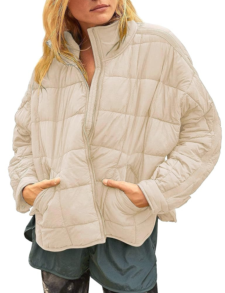 Huaqiao Womens Quilted Puffer Jackets Lightweight Zip up Short Winter Coat with Pockets | Amazon (US)