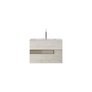 LUCENA BATH Vision 24 in. W x 18 in. D Bath Vanity in Abedul with Ceramic Vanity Top in White wit... | The Home Depot