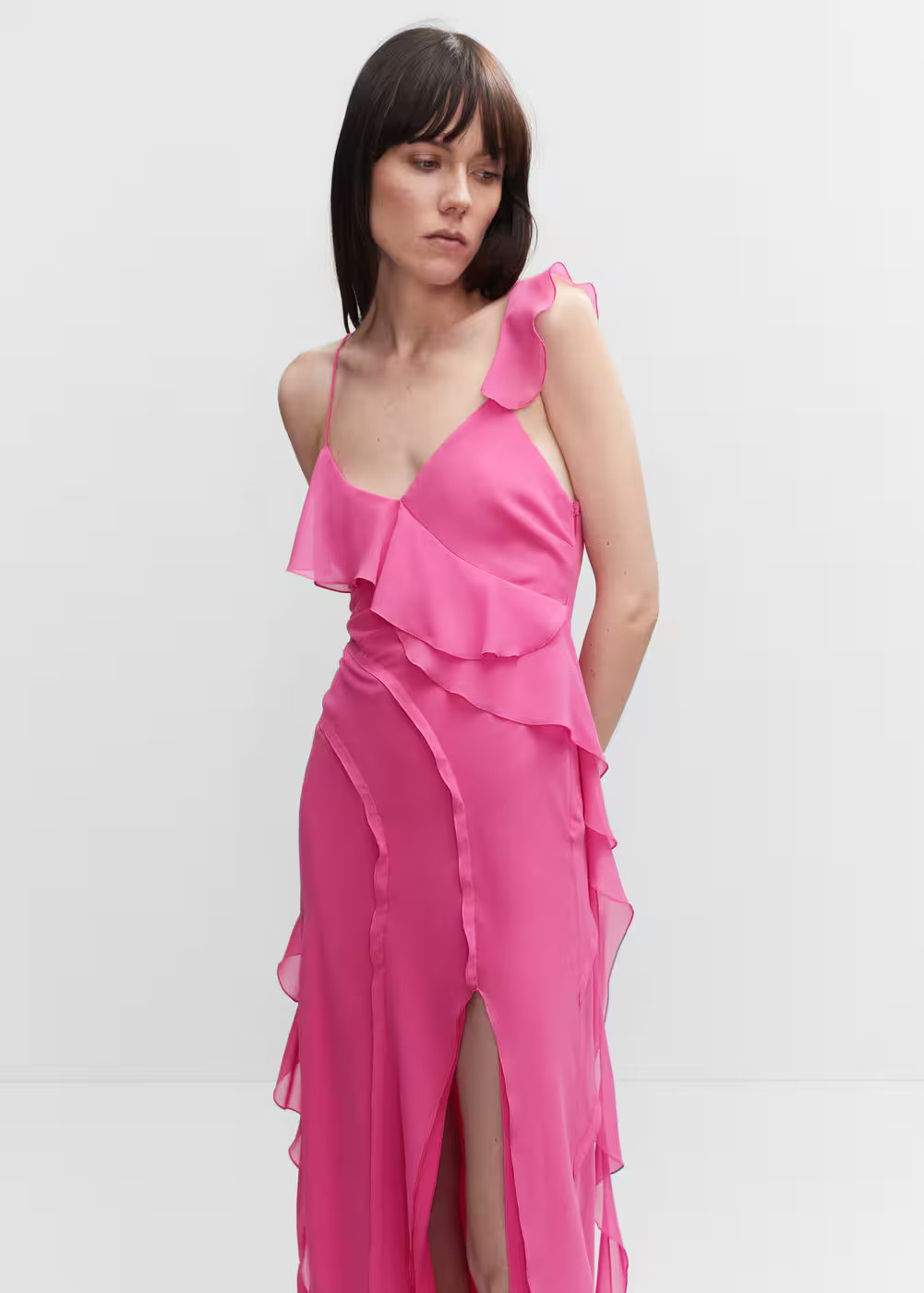 Ruffles slit dress | MANGO (US)