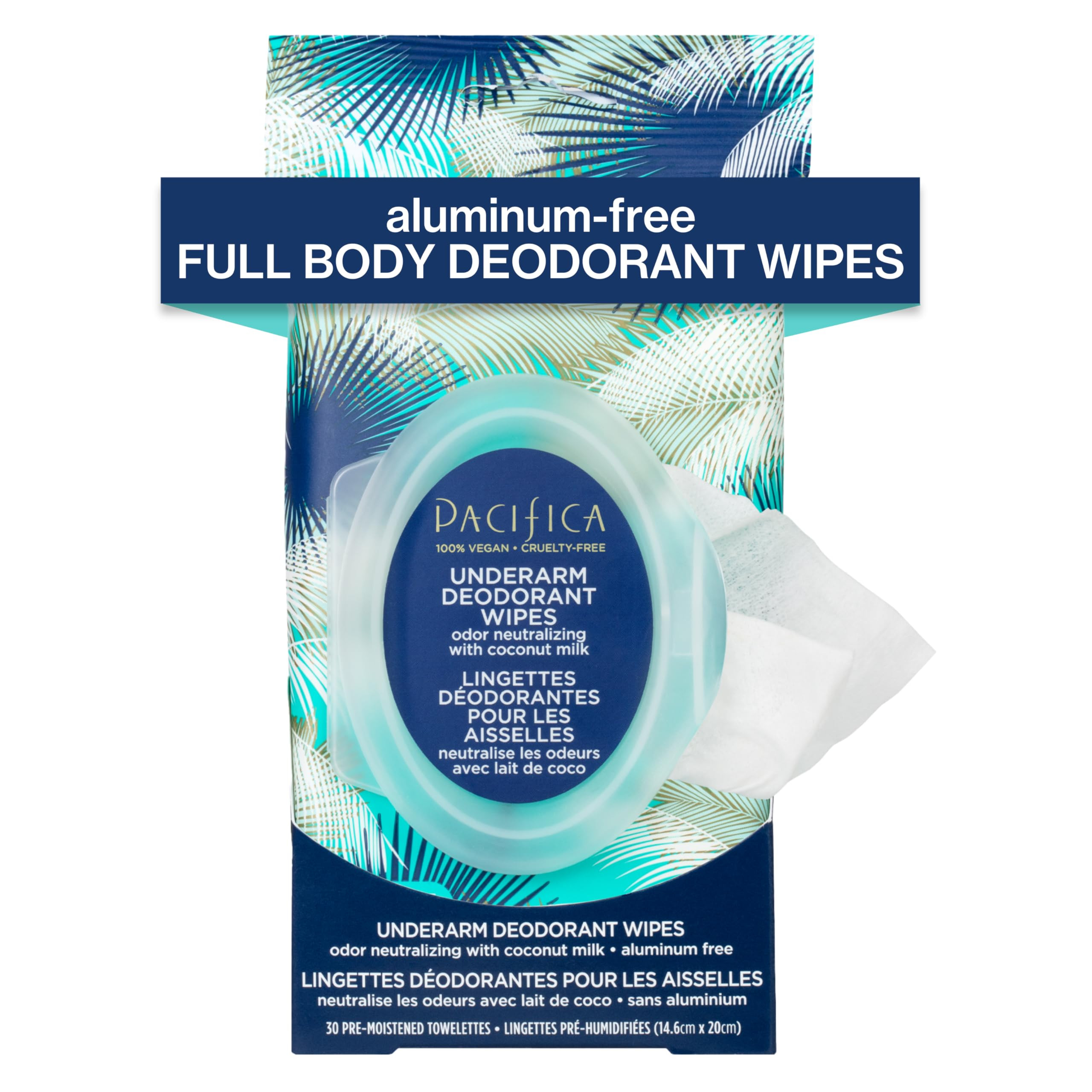 Pacifica Deodorant Wipes - Coconut Scented Body Wipes, Aluminum-Free After Workout Underarm Deodo... | Amazon (US)