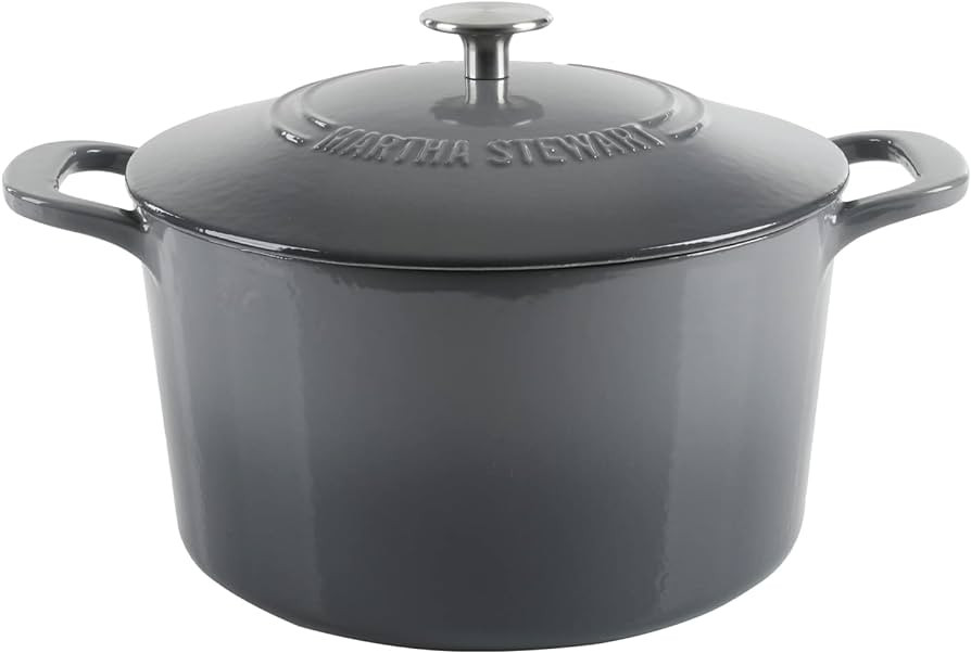 MARTHA STEWART Gatwick 7 QT Enamel Cast Iron Dutch Oven, Classic Grey | Amazon (US)