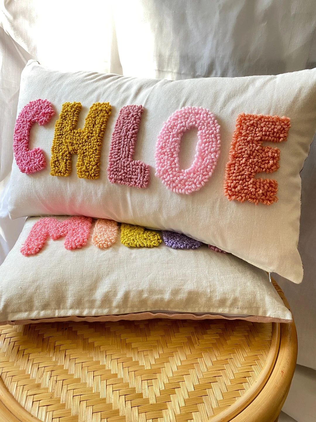 Personalised Punch Needle Decorative Cushion Kids Room Decor - Etsy | Etsy (US)
