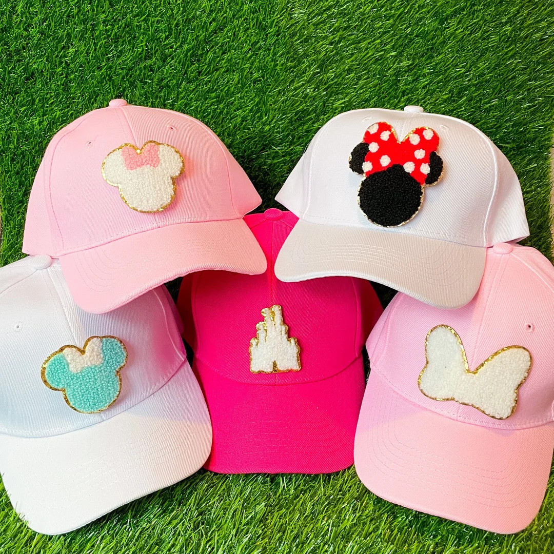 Customizable Disney Disney Hat- Mickey Hat, Minnie Hat, Minnie Patch Hat. Disney hat with patches... | Etsy (US)