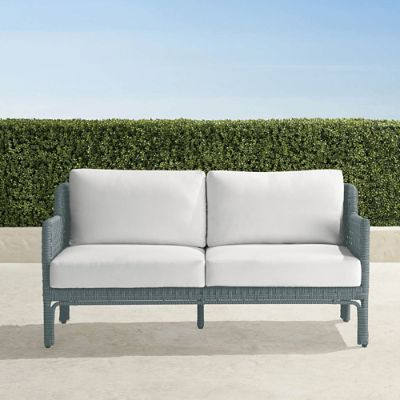 Seton Loveseat with Cushions in Dark Glacier Finish | Frontgate | Frontgate