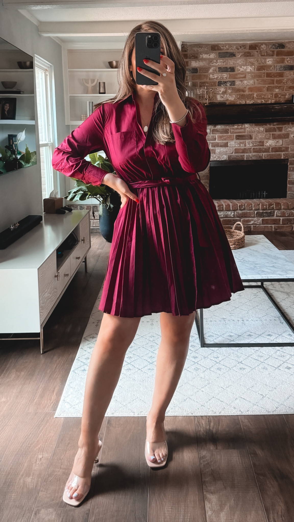walmart burgundy dress Starred | Burgundy Crew-Neck Maxi Dress With Drop-Waist And Satin Wrap-Skirt