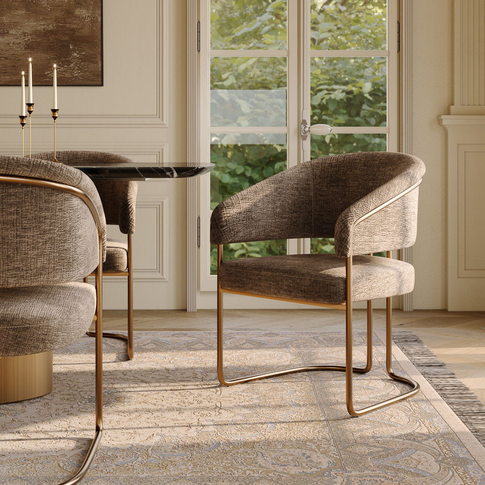 Mid-Century Modern Barrel Upholstered Dining Chair | POVISON