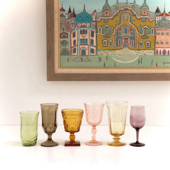 Mixed Set of Vintage Goblets and Drinking Glasses | Etsy (US)