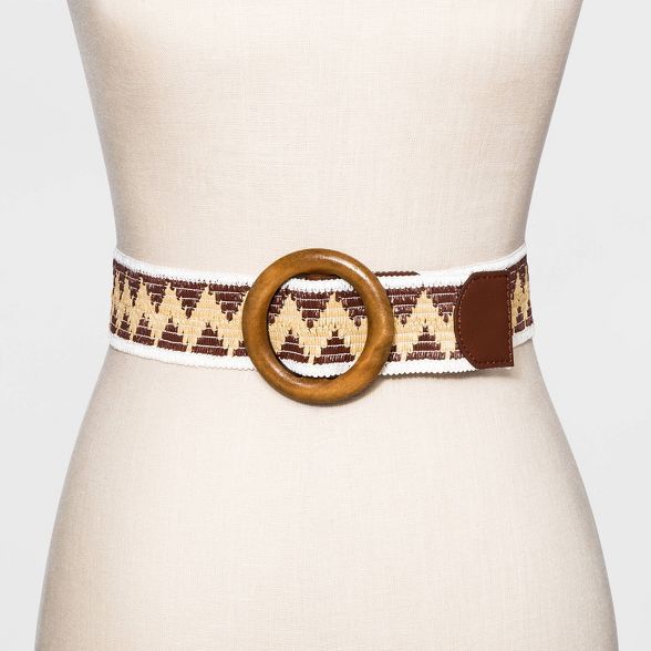 Women's Straw Woven Belt - Universal Thread™ Mocha Brown | Target
