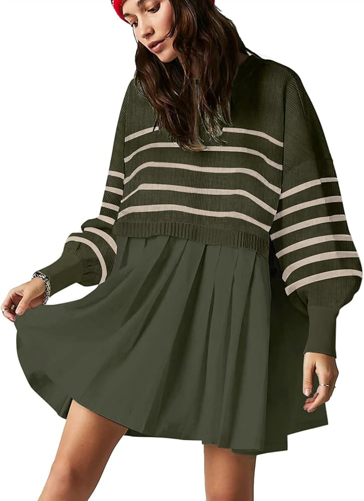 Womens Oversized Sweater Dress Spring Fall Trendy Long Sleeve Crewneck Pullover Tops Relaxed Fit ... | Amazon (US)