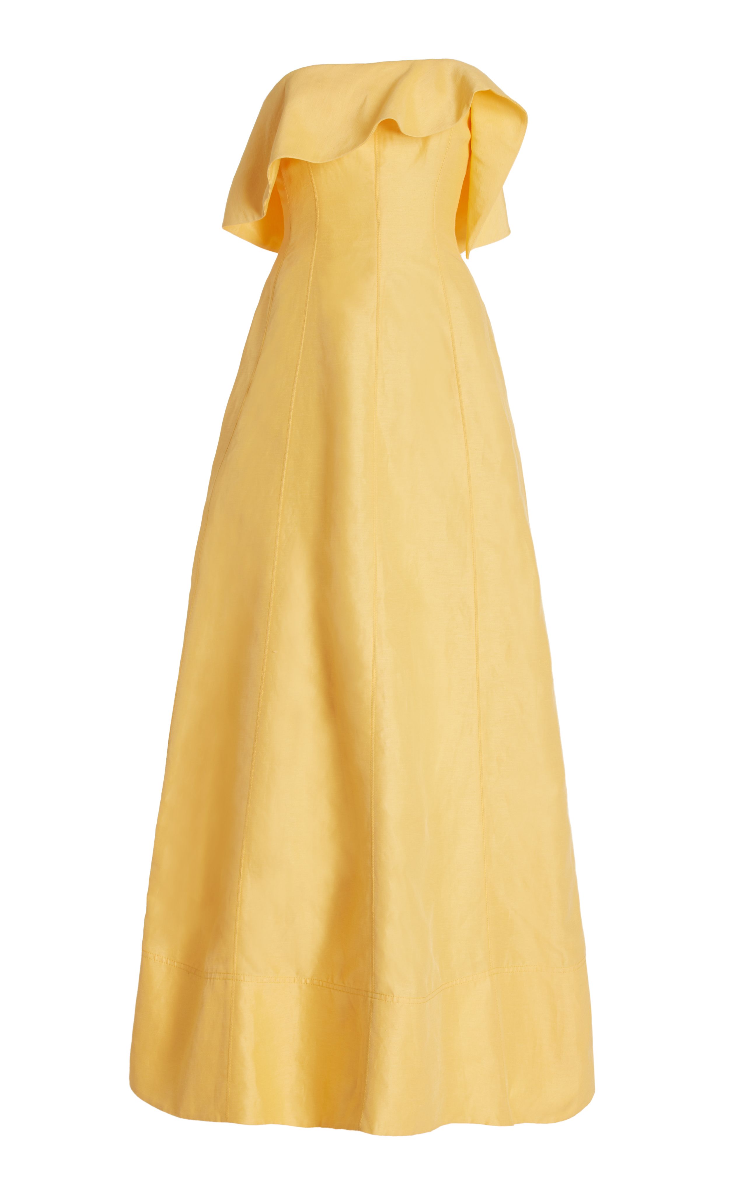 Shallows Strapless Ruffled Linen-Blend Gown | Moda Operandi (Global)