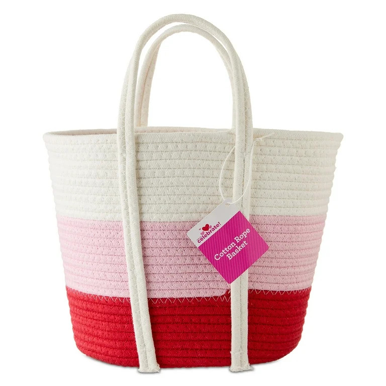 Cotton Rope Basket, Multicolor, 12" x 14", Valentine's Day by Way To Celebrate | Walmart (US)