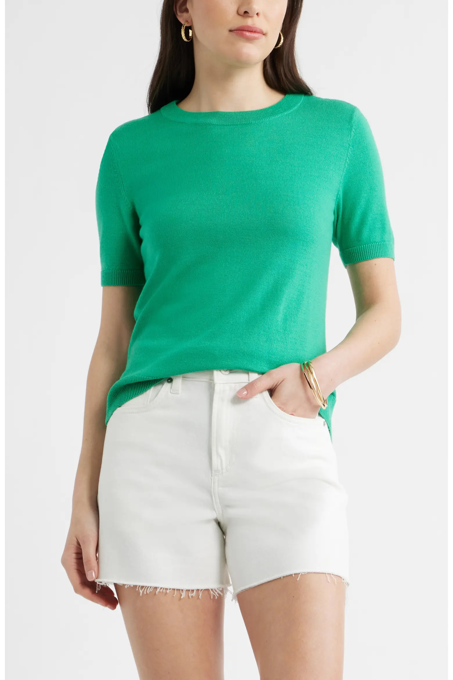 Short Sleeve Merino Wool Blend Sweater Top (Women) | Nordstrom | Nordstrom